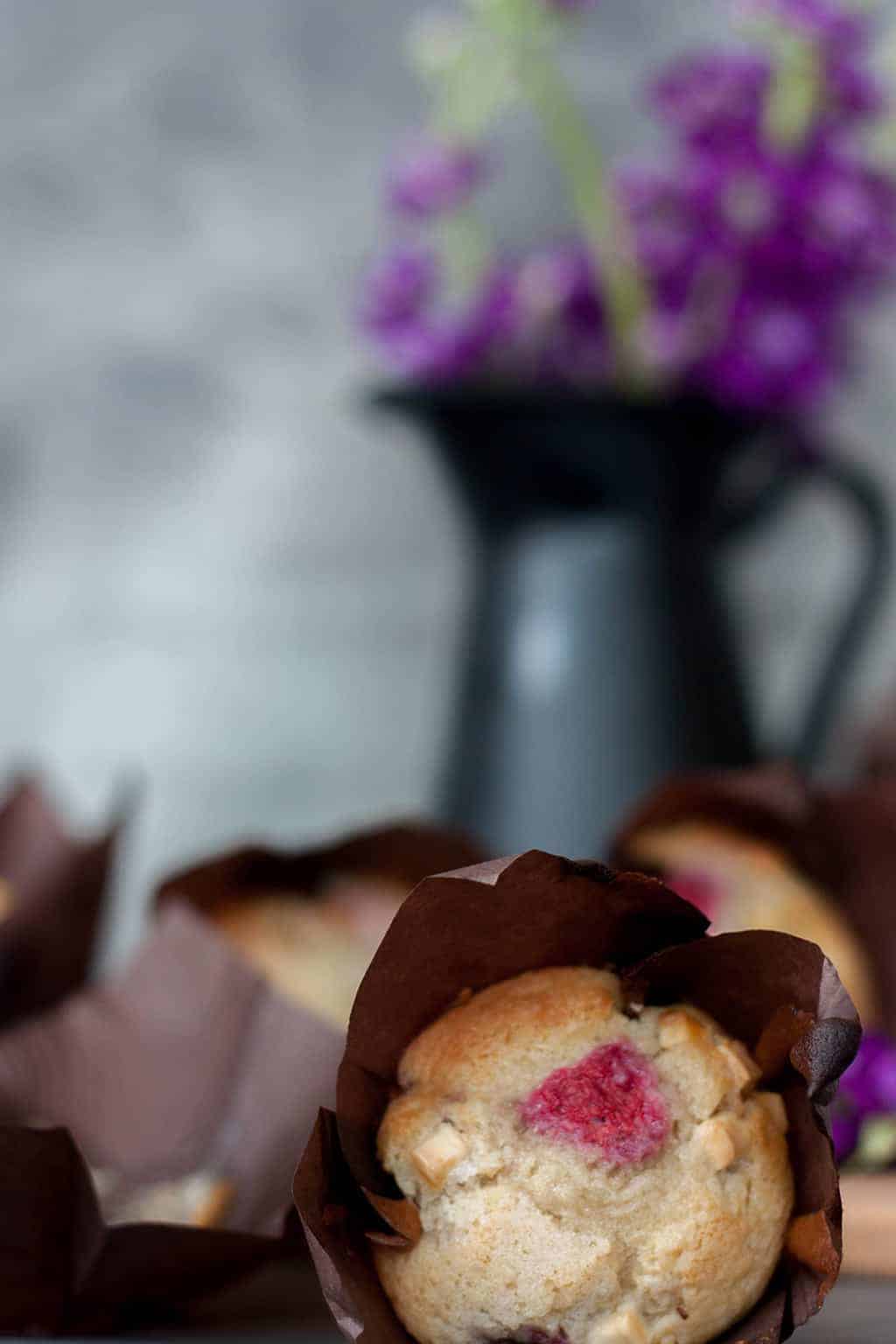 Receta de muffins chocolate blanco frambuesa