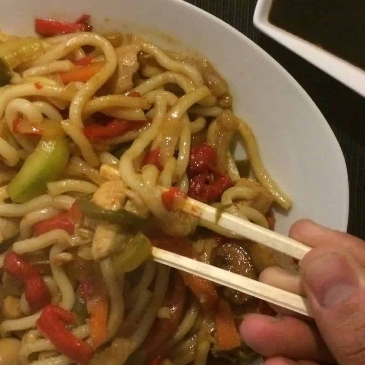 Yaki Udon con verduras y pollo