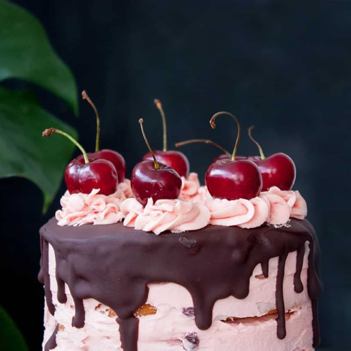 tarta de cerezas y chocolate