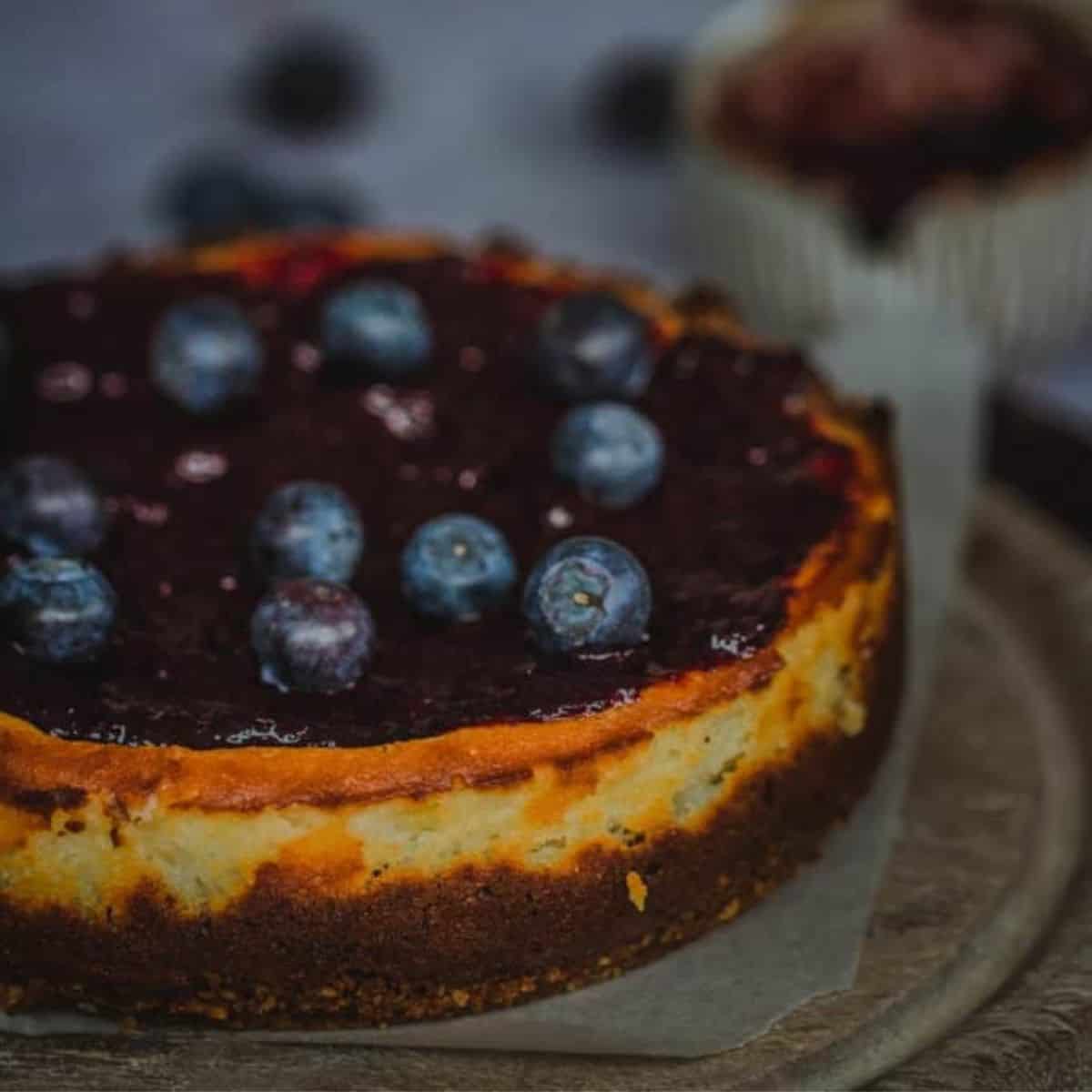 tarta de queso con arándanos