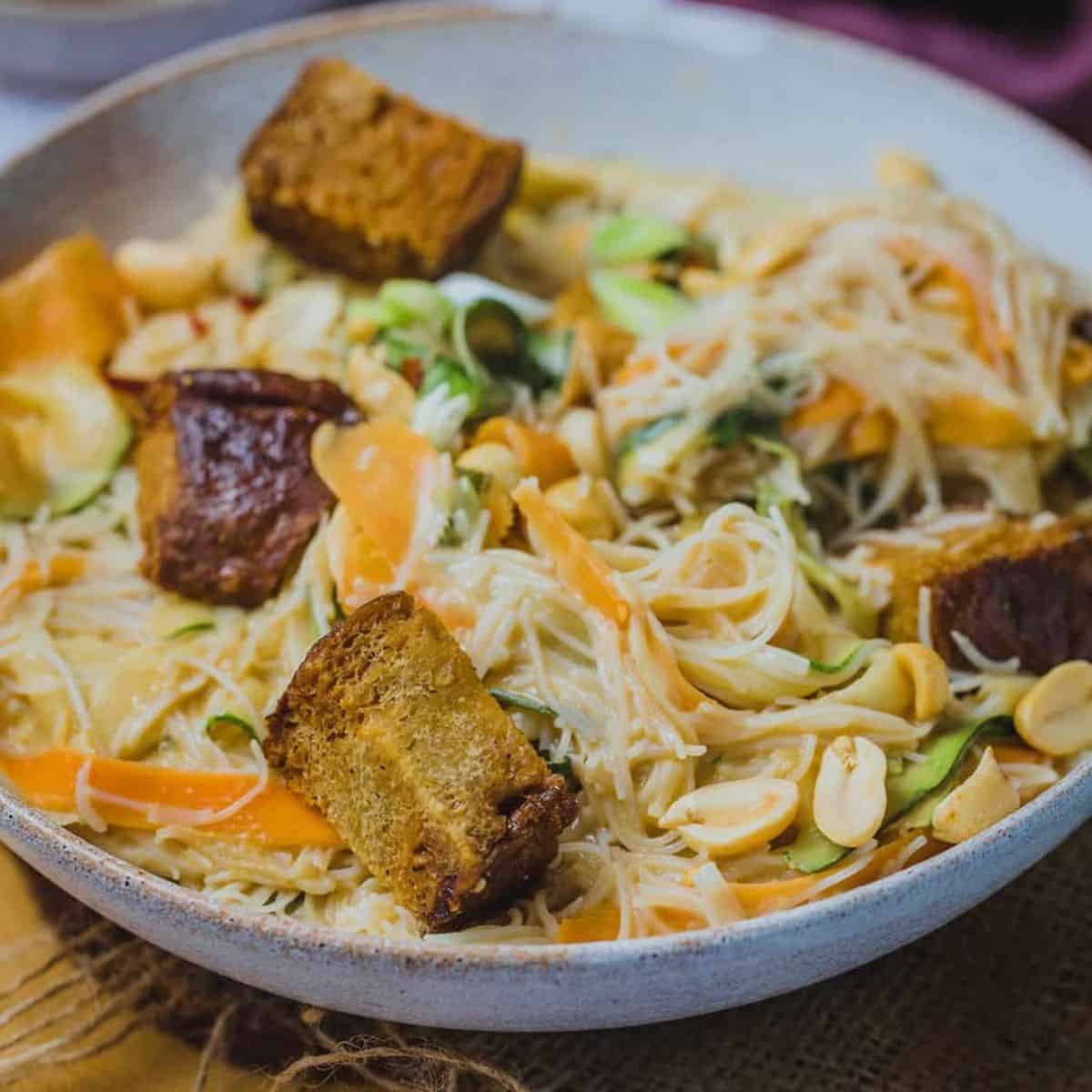 Fideos de arroz veganos
