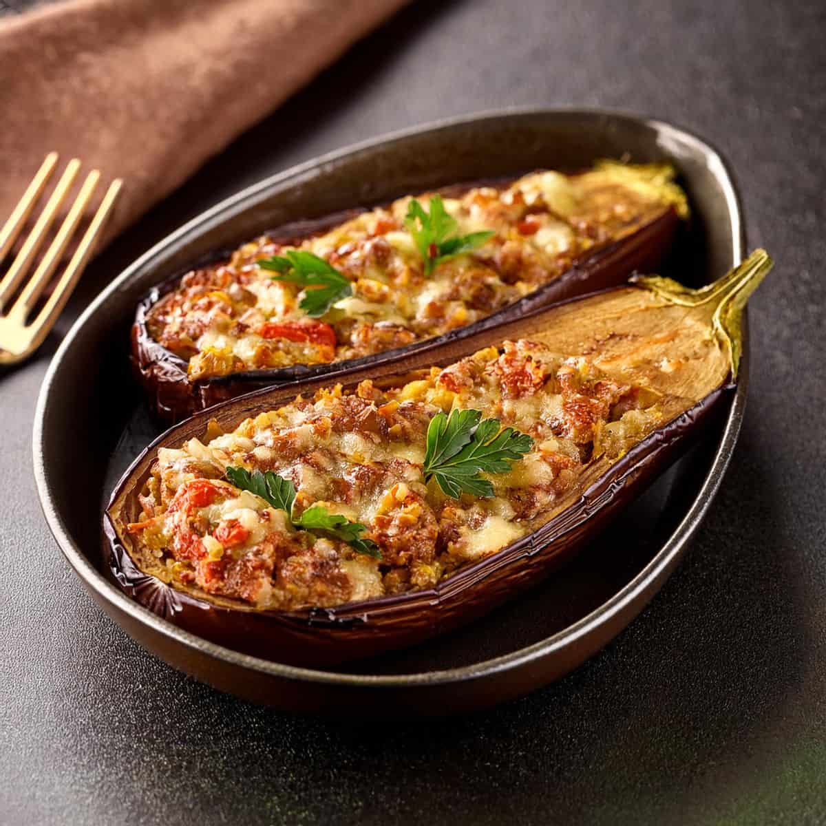 Berenjenas rellenas en freidora de aire