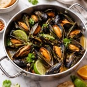 mejillones al vapor con cítricos