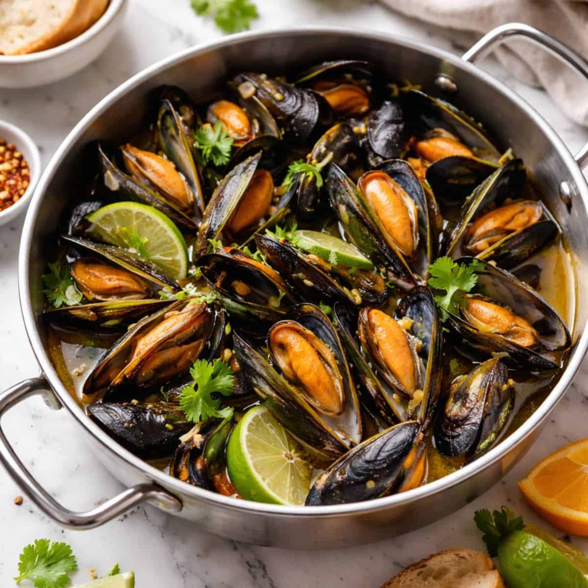 mejillones al vapor con cítricos