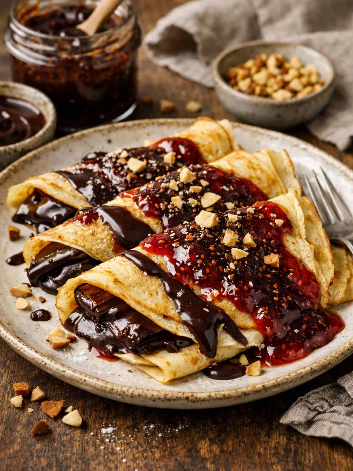 receta de crepes chocolate y mermelada